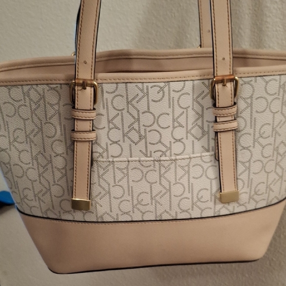 Calvin Klein Cream and Gold Monogram Tote - Picture 6 of 11